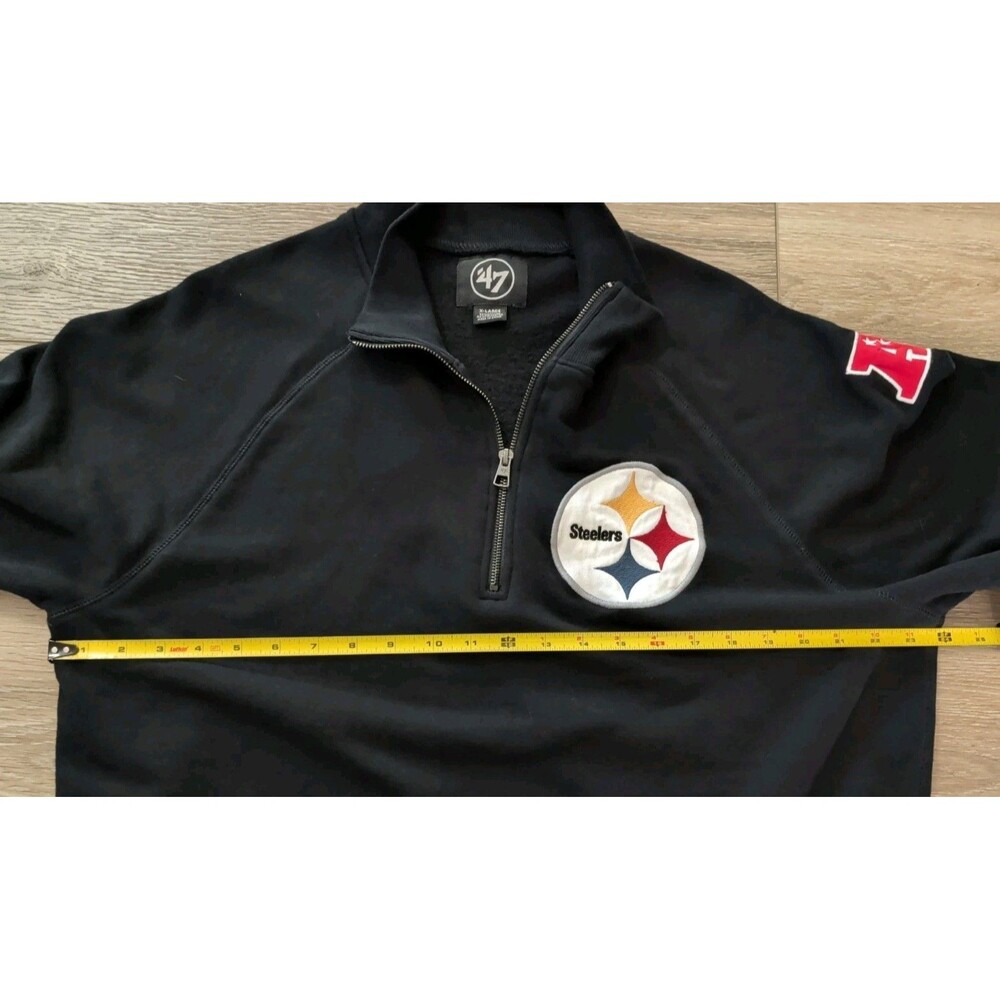 PITTSBURGH STEELERS BLACK QUARTER ZIP PULLOVER SWEATSHIRT '47 BRAND MEN'S SZ XL - Picture 10 of 12